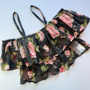 ✨NEW Kimchi Blue x Urban Outfitters | Sheer Dark Floral Cropped Tank Top Cami